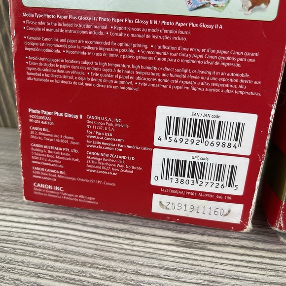 2 Pack New Genuine Canon Photo Paper Plus Glossy II 4x6 PP-301, 100 Sheets - Picture 11 of 12